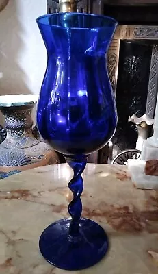 Buy LARGE Vintage Cobalt Blue Glass Vase With Twisted  Glass Foot Stem 12. 5  Tall • 19.90£
