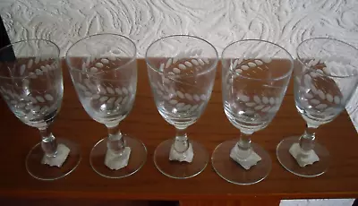 Buy Set Of 5 Vintage Saxony Etched Glass Sherry/Liqueur Glasses VGC Quick Post • 9.99£