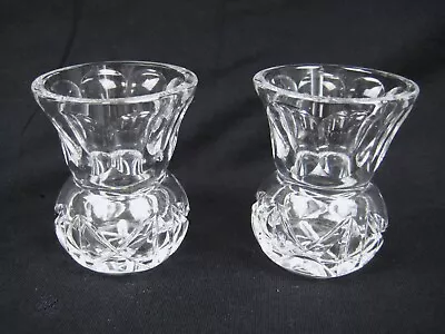 Buy 2 Scottish Thistle Design Cut Glass Spirit / Whisky Measures C1960 Tot Glasses • 20£