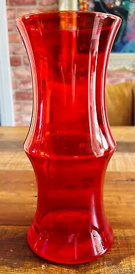 Buy Vintage, Finnish, Riihimaki, Large Red & Clear Glass Cased Vase. • 28£