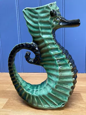 Buy Vintage Cinque Port Studio Pottery Ceramic Seahorse Jug Vase Green And Black VGC • 135£