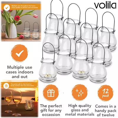 Buy Hanging Glass Tealight Holders Candle Holders For Indoor/Outdoor Ambiance 12 Pck • 22.99£