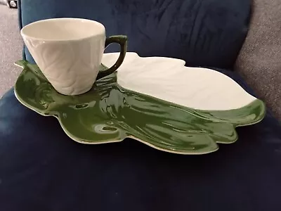 Buy Vintage Carlton Ware Green & Cream  Leaf Design Cup & Saucer  • 6.50£