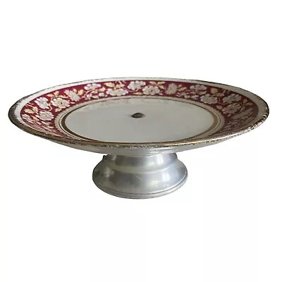 Buy Vintage Swinnertons Nestor Vellum Cake Stand Plate Metal Pedestal 1 Tier Red • 7.49£