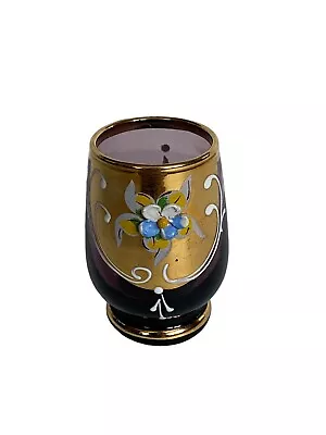 Buy Vintage Bohemian Amethyst Purple Gold Handpainted Shot Glass 2.5  Tall • 9.22£