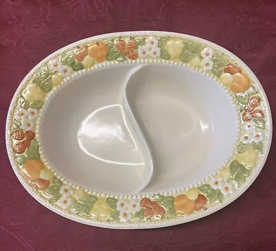 Buy Vintage (1960’s) Vernon Metlox  “Della Robbia” Divided 12” Oval Bowl.  Califor. • 9.32£