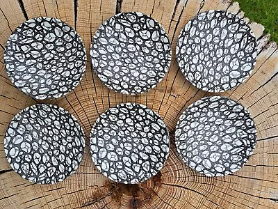 Buy Vintage C1960 Poole Pottery Black Pebble Design Saucers X Six - Great Condition. • 8£