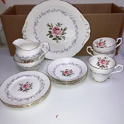 Buy Paragon China Lilac Swirls With Pink Central Rose  Part Teaset Very Pretty 745 • 19£