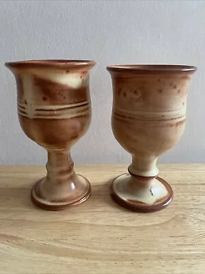 Buy Studio Pottery Goblets X 2, Handmade, Red/Terracotta Colour, Glazed • 9.99£