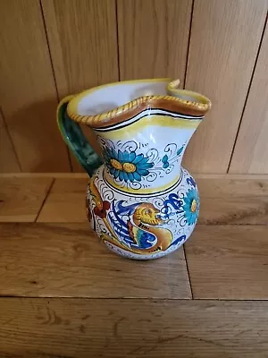 Buy Vintage F.C Derita Italian Cermaic Pottery Handpainted Jug 1960-70 19.5cm Tall • 30£