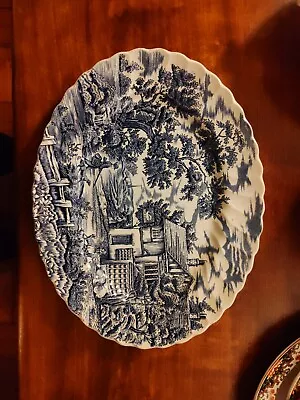 Buy Vintage Blue & White China Plate. The Hunter By Myott. 32X25 Cm Platter Plate. • 12.50£