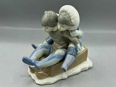 Buy LLADRO Nao Hung On Eskimo Children Boy And Girl Sleigh Riding FIGURINE . • 99.95£