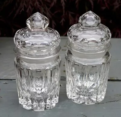 Buy Beautiful Pair Of Antique Facet Cut Glass Pickle Jars Circa 1870-90. • 45£