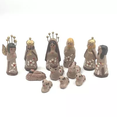 Buy Tonala Mexican Hand-Painted Vintage Pottery Nativity Set 12 Piece Miniatures • 15.99£
