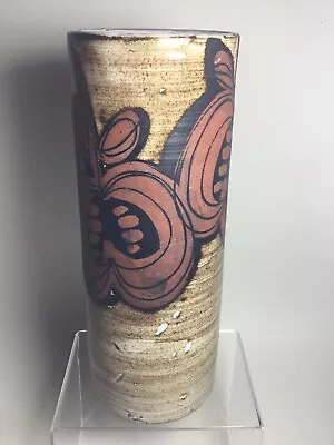 Buy Tall Cylindrical Vintage Briglin Pottery Vase  Hand Thrown And Decorated. • 25£