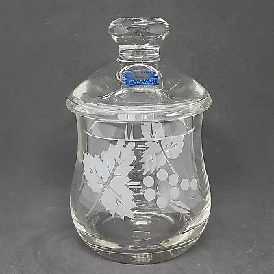 Buy Rayware Etched Glass Lidded Jar Leaves Berries Crystal Sweets Small Storage Pot • 8.99£