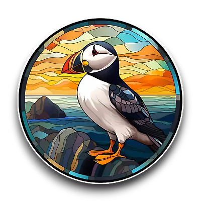 Buy LARGE Puffin Bird Animal Stained Glass Window Effect Vinyl Sticker Decal • 4.30£