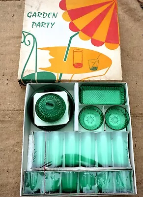 Buy 1970s Luminarc Green Glasses Tumblers Dessert Bowl Set Unused GARDEN PARTY • 54.99£