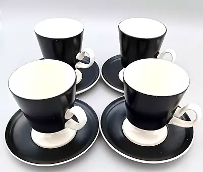Buy Carlton Ware Oslo - 4 Coffee Cups And Saucers - Black And White • 30£