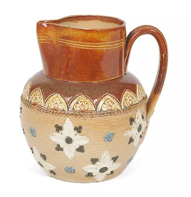 Buy Doulton Lambeth Stoneware Jug With Two Tone With Flowers Antique C1900 • 49.99£