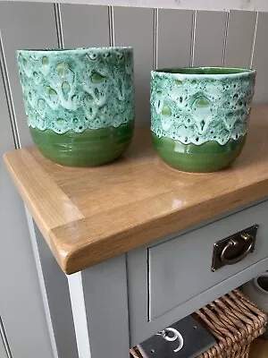 Buy BNWT Large Pair Of Fat Lava Drip Glaze Planters In The Style Of Scheurich • 34.99£