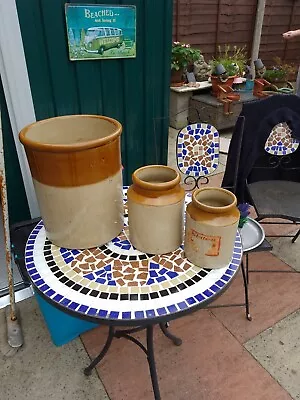 Buy Vintage Stoneware Glazed Earthenware Storage Jar Pots Various Large One 29x24cm • 40£