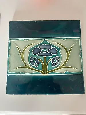 Buy Antique Tile Art Nouveau Majolica H&R Johnson Ltd England Cristal Flower Design. • 10£