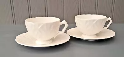 Buy VINTAGE AYNSLEY BONE CHINA  ~ CROCUS WHITE  PAIR OF CUPS & SAUCERS 1920's / 30's • 11.99£