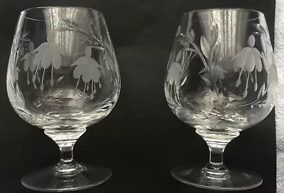 Buy Vintage Stuart Crystal Cascade Fuchsia Pair Of Brandy Glasses 12oz EX Used • 29£