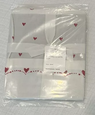 Buy CHILD KID Pottery Barn PAINTED HEART APRON Cotton White Red MATCHE ADULT Holiday • 27.95£