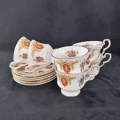 Buy Royal Windsor Cherub Cups & Saucers X6 Floral Gold Trim Fine Bone China Vintage • 29.99£