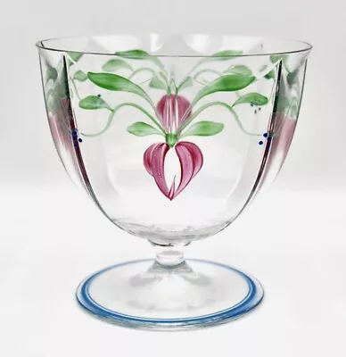 Buy Orrefors Sweden Maja Hand Painted & Signed Crystal Footed Glass Compote Bowl • 91.33£