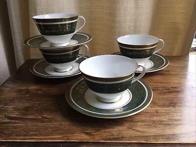 Buy ROYAL DOULTON Vanborough Green 4 X Teacups & Saucers • 30£