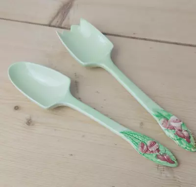 Buy Vintage Carlton Ware Green Foxglove Salad Serving Spoon & Fork 1950s • 14£