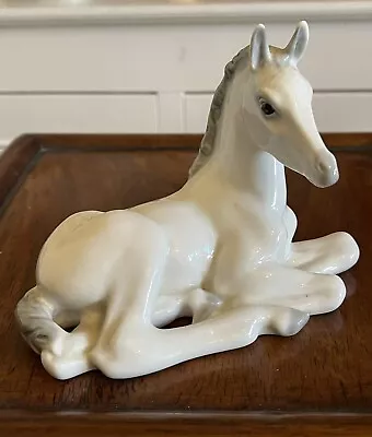 Buy Lomonosov USSR White Pony Grey Tail & Mane Hand Painted Glazed Porcelain Statue • 10£