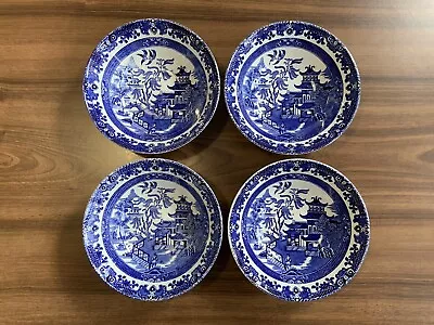 Buy Vintage / Rare Burleigh Ware Blue Willow Cereal Bowl X 4 , Made In England , VGC • 80£