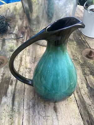 Buy Stylish Vintage Blue Mountain Pottery Pitcher Green Black Drip Glaze 7 Inch Tall • 19.99£