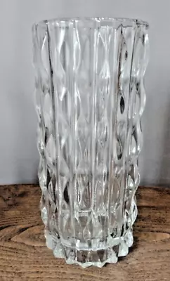 Buy Vintage Fidenza Italy Pressed Glass Vase 23 Cms Tall 1960's  Mcm Brutalist • 12.99£