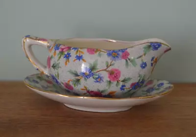 Buy Royal Winton Grimwades 1930's Floral  Old Cottage Chintz  Gravy Boat & Plate • 6.50£