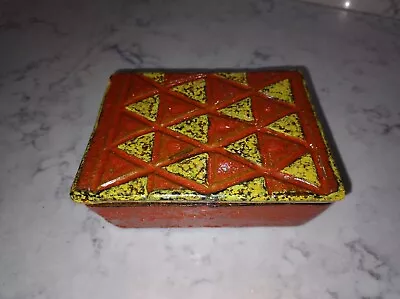 Buy Raymor Italian Pottery Box With Lid Red Yellow Traingles Great Cond MCM Deco  • 153.77£