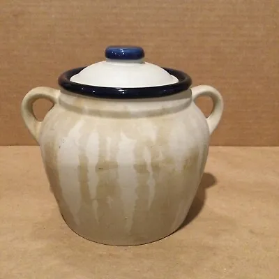 Buy Vintage Gailstyn Sutton Mountainside Stoneware Bean Pot Crock Cream Blue 24 Oz. • 4.66£
