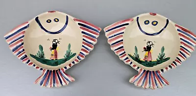 Buy Vintage HB Quimper 2 Bowls French Faience Pottery As Stylised Birds • 19.99£