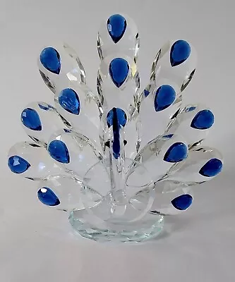 Buy Crystal Saphire Blue Peacock Figurine Hand Made Glass Art Ornament 11.5cm 4.5  • 15.49£