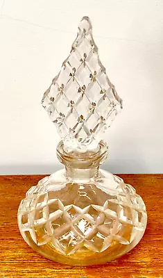 Buy Vintage Cut Glass Perfume Bottle Gorgeous Diamond Shaped Stopper 18cm Height • 9.99£