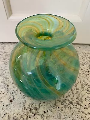 Buy Mdina Glass Vase - Green/Yellow/Amber - Signed Base • 19.99£