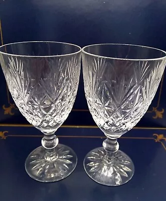 Buy Vintage Bohemian Crystal Cut Glass 2 X Wine Glasses Height 13 Cm X 7 Cm • 10£
