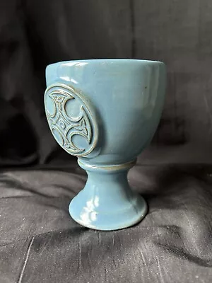 Buy GOBLET - Crochendy Pottery Celtic Cross  Blue Glaze 12x9cm Handmade  Rare Item • 20£