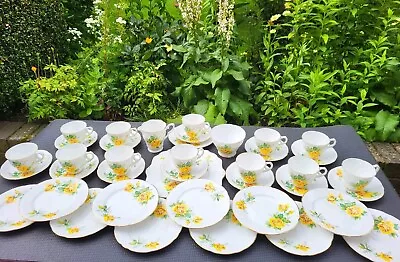 Buy Vintage Royal Stafford Large 39 Piece Tea Set, Yellow Roses English Bone China • 75£