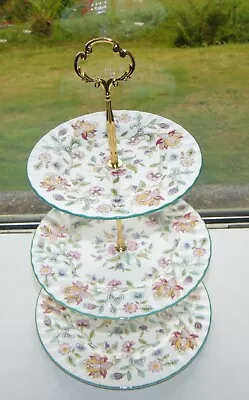 Buy Minton Fine Bone China England Haddon Hall Pattern Three Tier Cake Stand • 25£