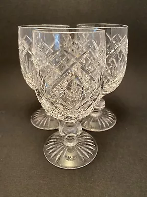 Buy Cut Crystal Wine Glasses Water Goblets Set Of 3 Unmarked  • 15£